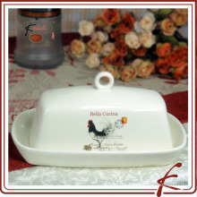 rooster ceramic butter dish set